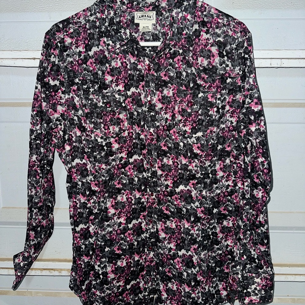 Ariat Women's Floral Print Blouse - Black, Pink, White